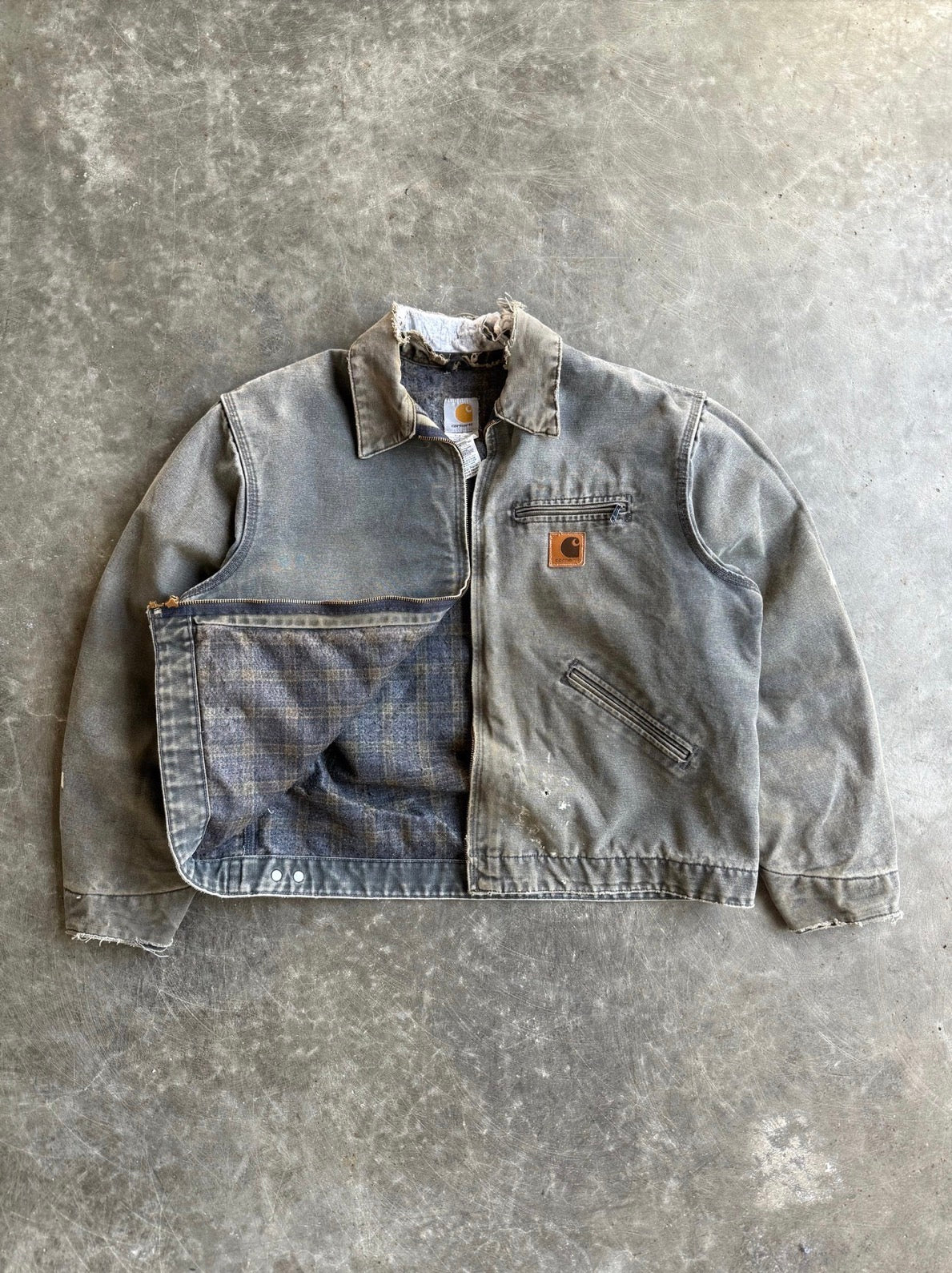 Vintage Faded Grey Flannel Lined Detroit Jacket