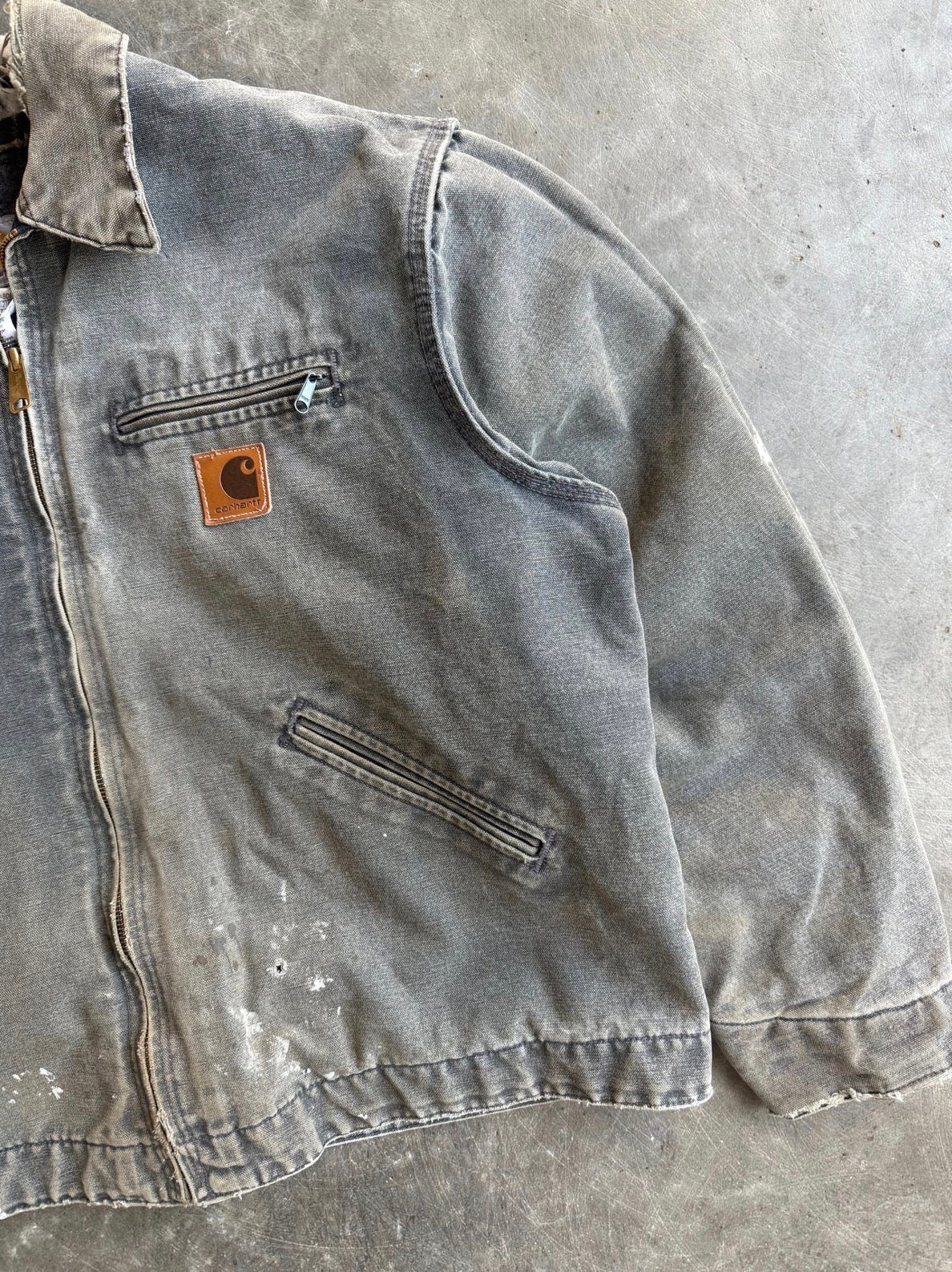 Vintage Faded Grey Flannel Lined Detroit Jacket