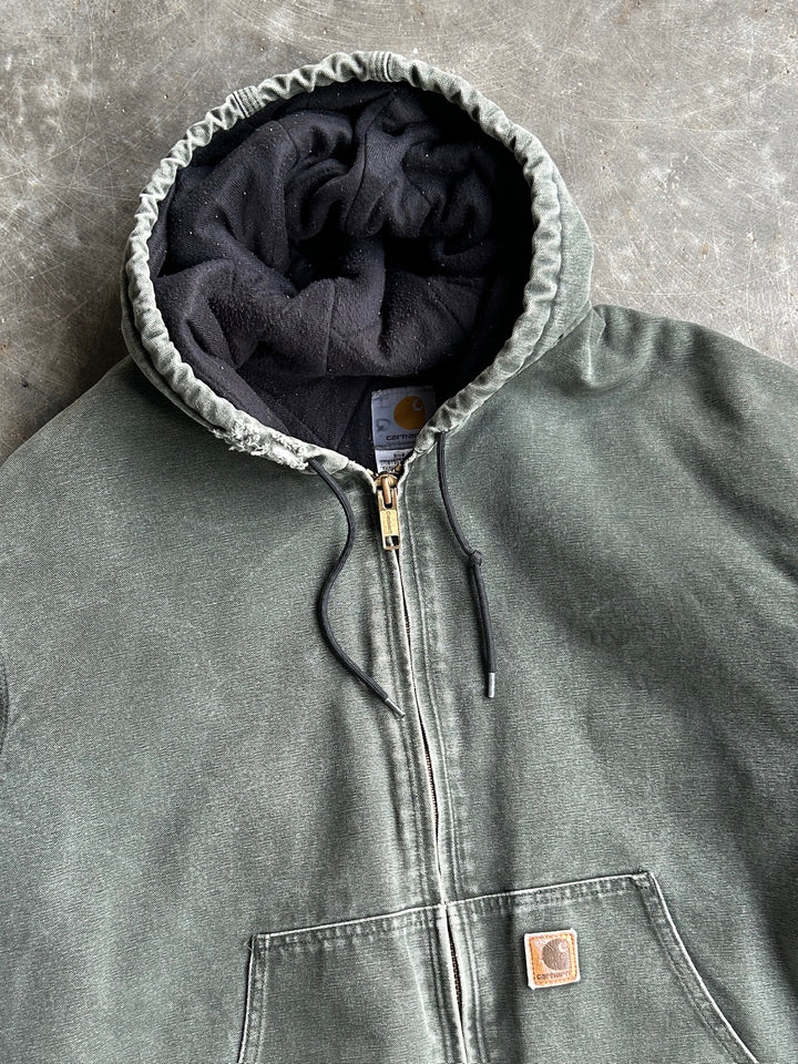Vintage Forest Green Hooded Jacket
