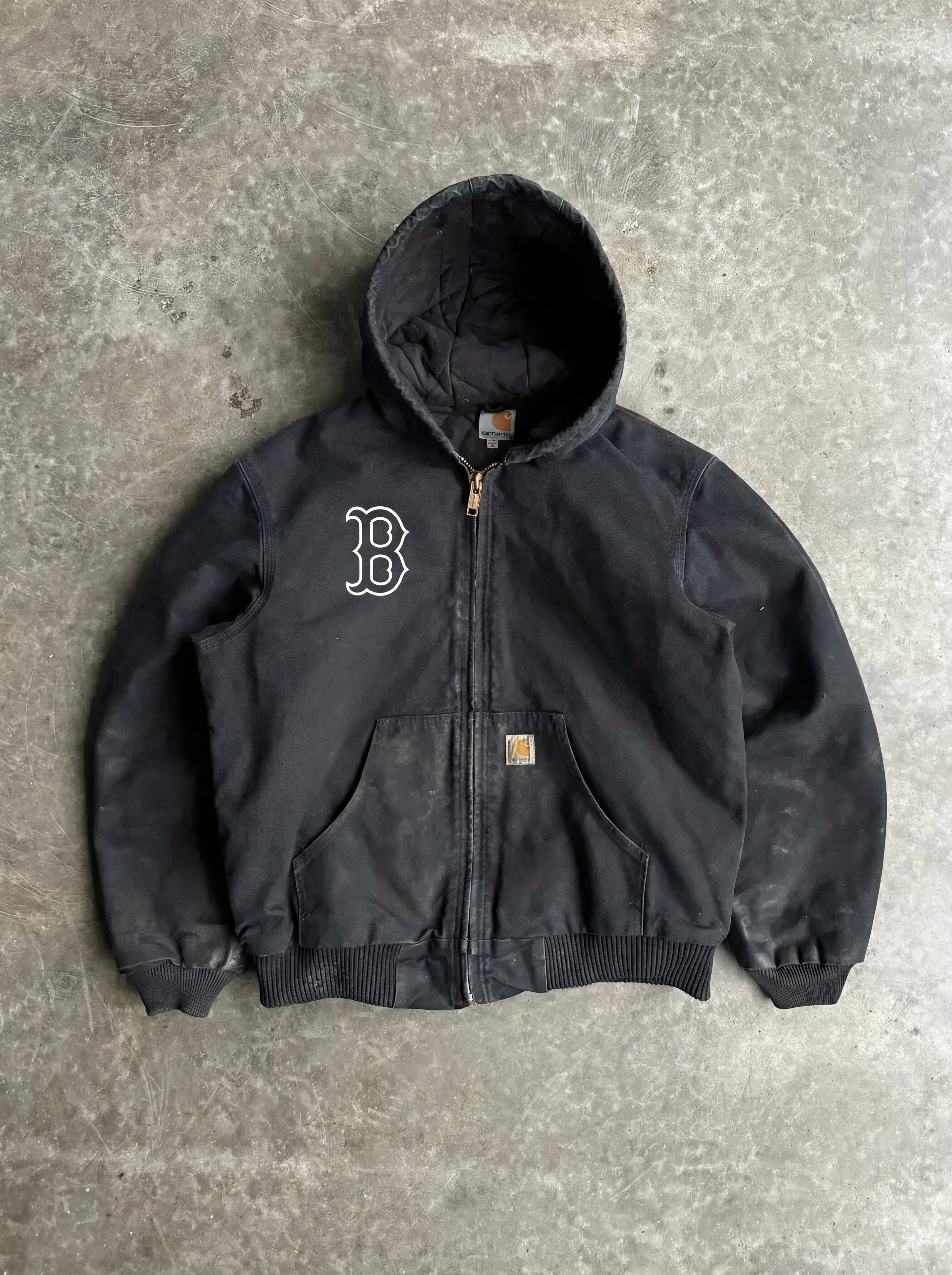 Vintage Black Boston Hooded Jacket